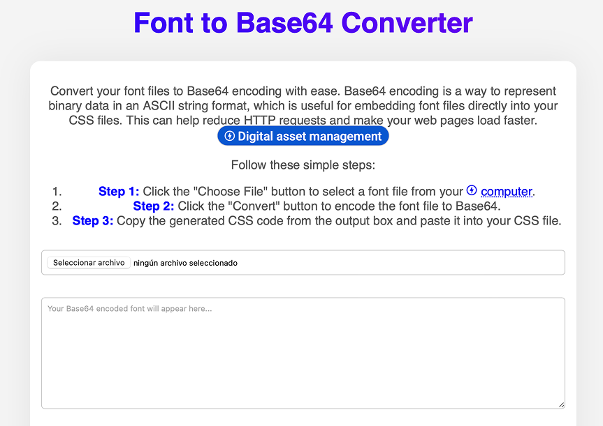 Una herramienta para convertir archivos de fuente en Base64